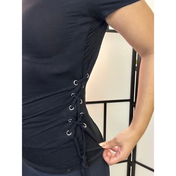 INC edgy black side tie shirt - Picture 1 of 3